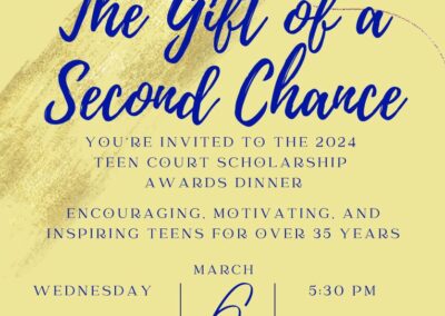 Invitation for Teen Court Scholarship Awards Dinner.