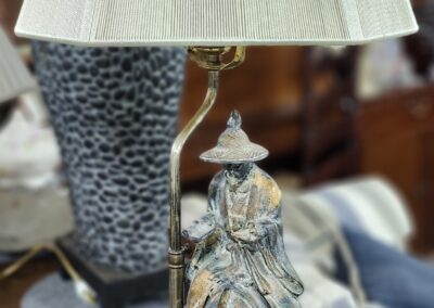 Decorative lamp with a detailed sculpted figure base.