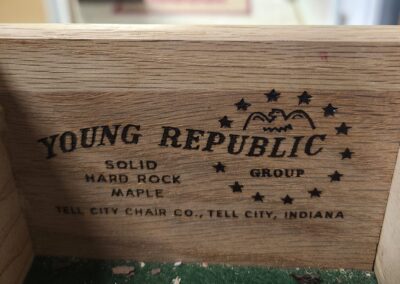 Wooden crate labeled Young Republic with maples and location details.