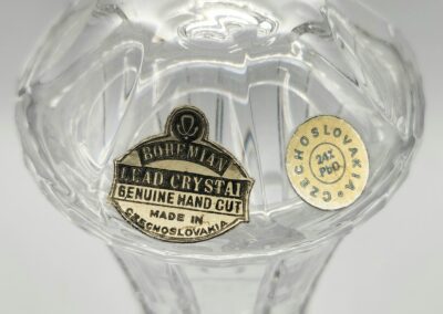 Crystal vase with Czechoslovakia label and sticker.