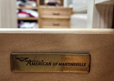 Drawer with "American of Martinsville" label.