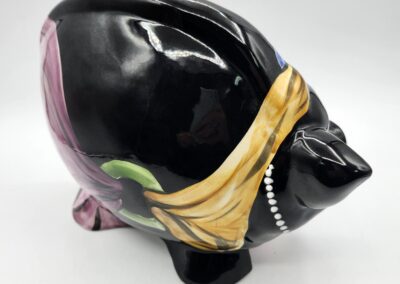 Colorful ceramic animal sculpture on display.