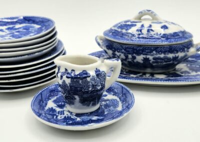 Blue and white porcelain dishes and tureen.