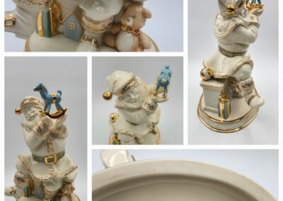 Porcelain Santa figurine with gold accents.