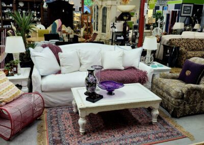 Eclectic furniture arrangement in a cozy room.