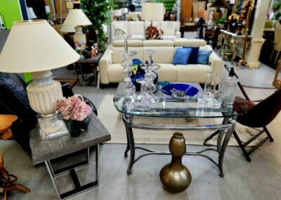 Furniture and decor in a showroom setting.