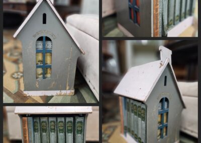 Bookshelf shaped like a small house.