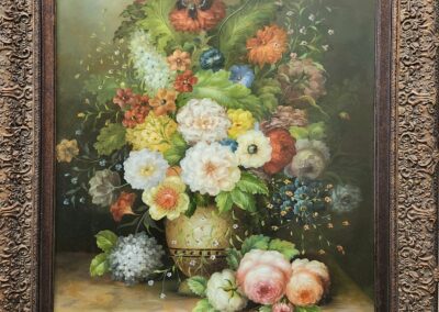 Painting of a vibrant floral arrangement.