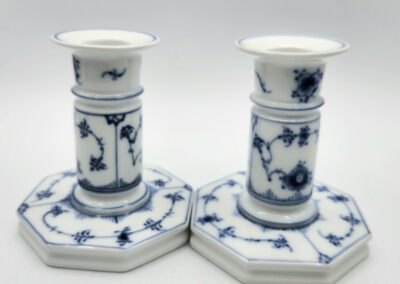 Blue and white porcelain candle holders.