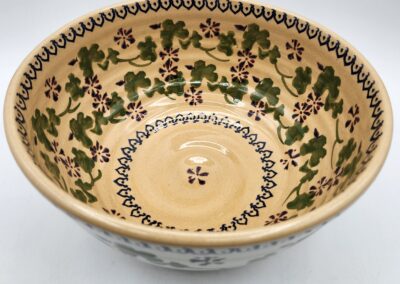 Decorative ceramic bowl with floral pattern.