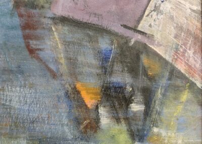 Abstract painting with mixed colors and textures.