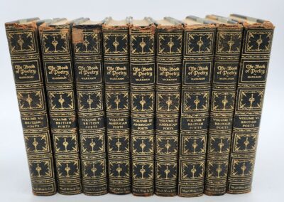 Row of vintage poetry books.