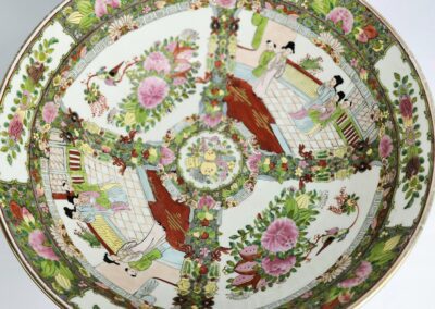 Decorative porcelain bowl with intricate floral patterns.