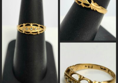 Gold ring with intricate diamond design.