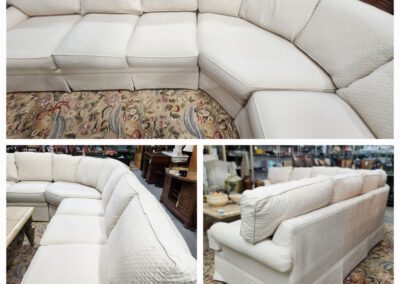 White sectional sofa in a furniture store.