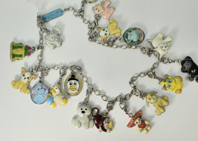 Silver chain with colorful animal charms