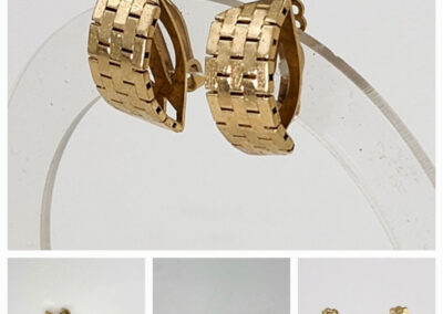 Pair of vintage gold woven hoop earrings