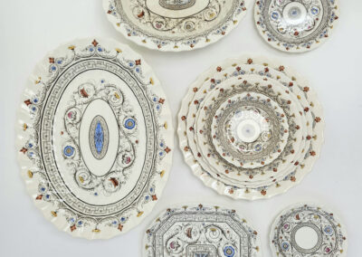 Set of ornate decorative porcelain plates