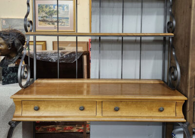 Wood and wrought-iron baker's rack with drawers