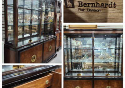 Bernhardt wooden glass display cabinet with brass hardware