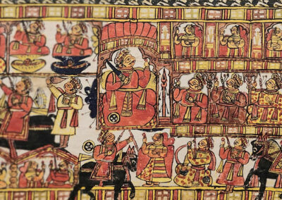 Traditional Indian painted scroll depicting court scenes