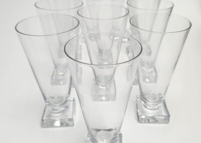 Clear conical glasses with square bases