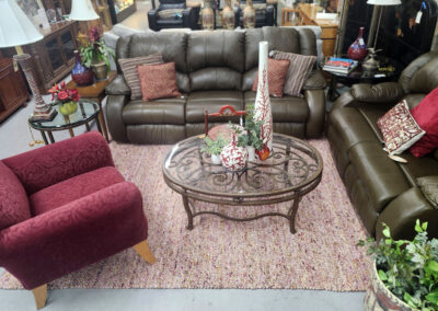 Living room furniture set with glass coffee table