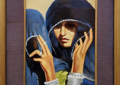 Painting of veiled women wearing traditional jewelry