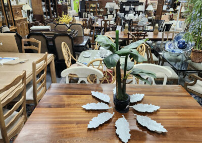 Furniture showroom with wooden tables and chairs