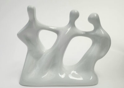White ceramic abstract three-figure sculpture