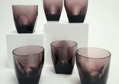 Set of six smoky purple glass tumblers