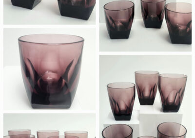 Set of amethyst smoky glass tumblers