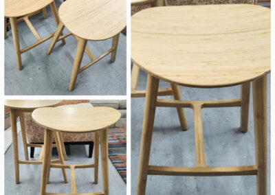 Pair of bamboo wood stools
