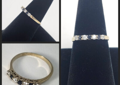 Gold ring with alternating sapphires and diamonds