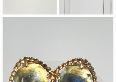 Vintage gold clip-on earrings with yellow stones