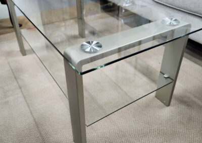 Rectangular glass coffee table with lower glass shelf