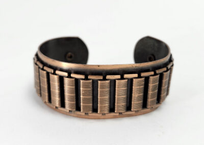 Vintage copper cuff bracelet with black inserts